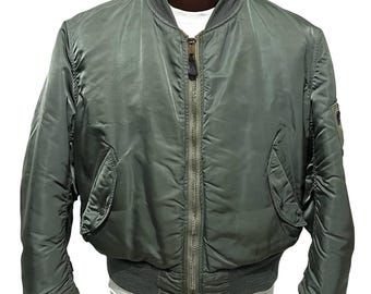 70s 80s Vintage Alpha MA-1 Reversible Bomber Jacket Made in Usa - Etsy