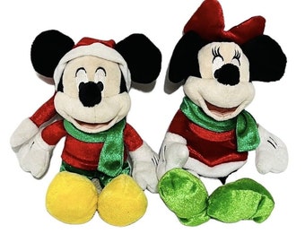 Vintage Dan Dee Sammler Wahl 8 "Weihnachts Mickey Mouse & Minnie Plüsch Paar