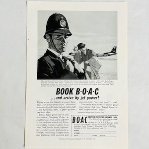 Vtg 1960 BOAC British Overseas Airways Airlines Magazine Print Ad Boeing 707