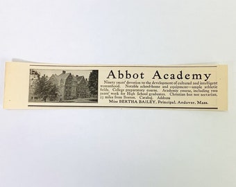 Vintage 1923 Abbot Academy Boarding School Print-Anzeige Andover Massachusetts 6x1,25