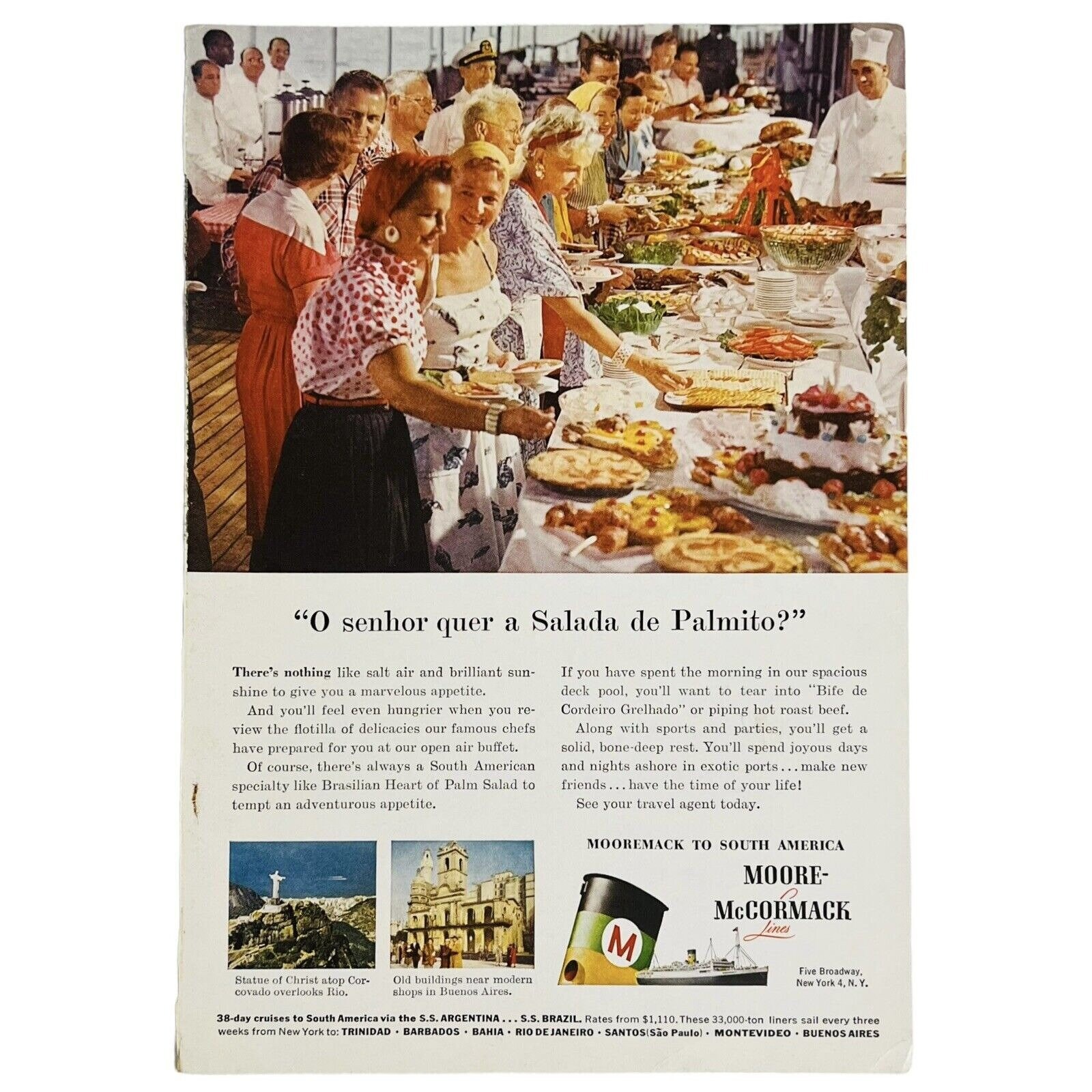 Moore McCormack Cruise Ship Menu 1955 (Rio de Janeiro-Barbados) Moore McCormack Cruise Ship Menu 1955 (Rio de Janeiro-Barbados)