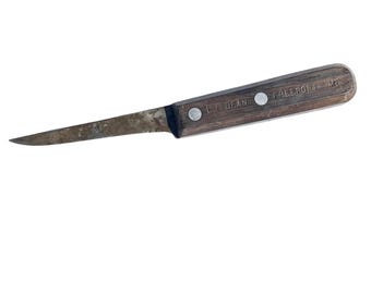 Cuchillo deshuesador y fileteador vintage L.L. Bean, hoja de 10 cm, mango de madera, fabricado en EE. UU.