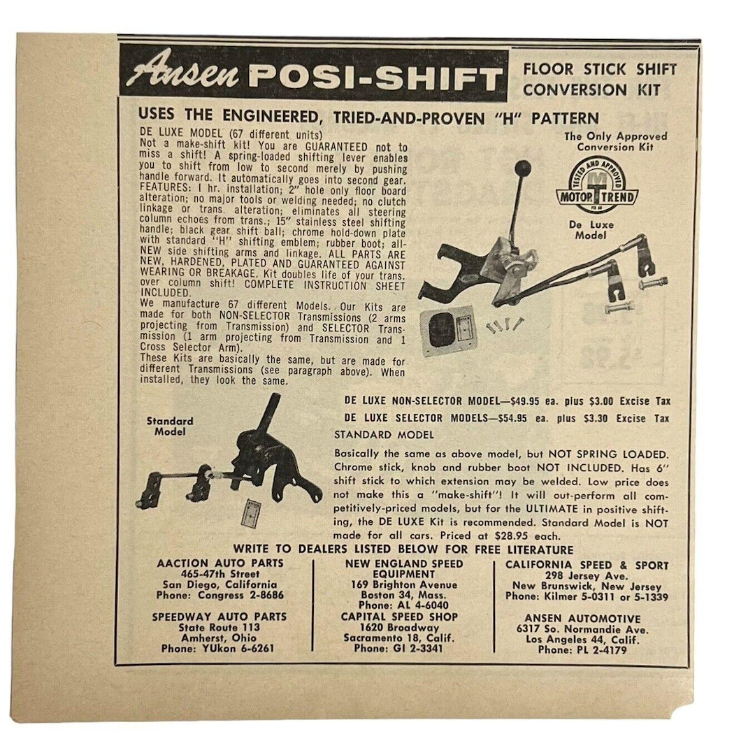 Vtg 1960 Ansen Equipped Hop up Hot Rod Parts Magazine Ad Posi