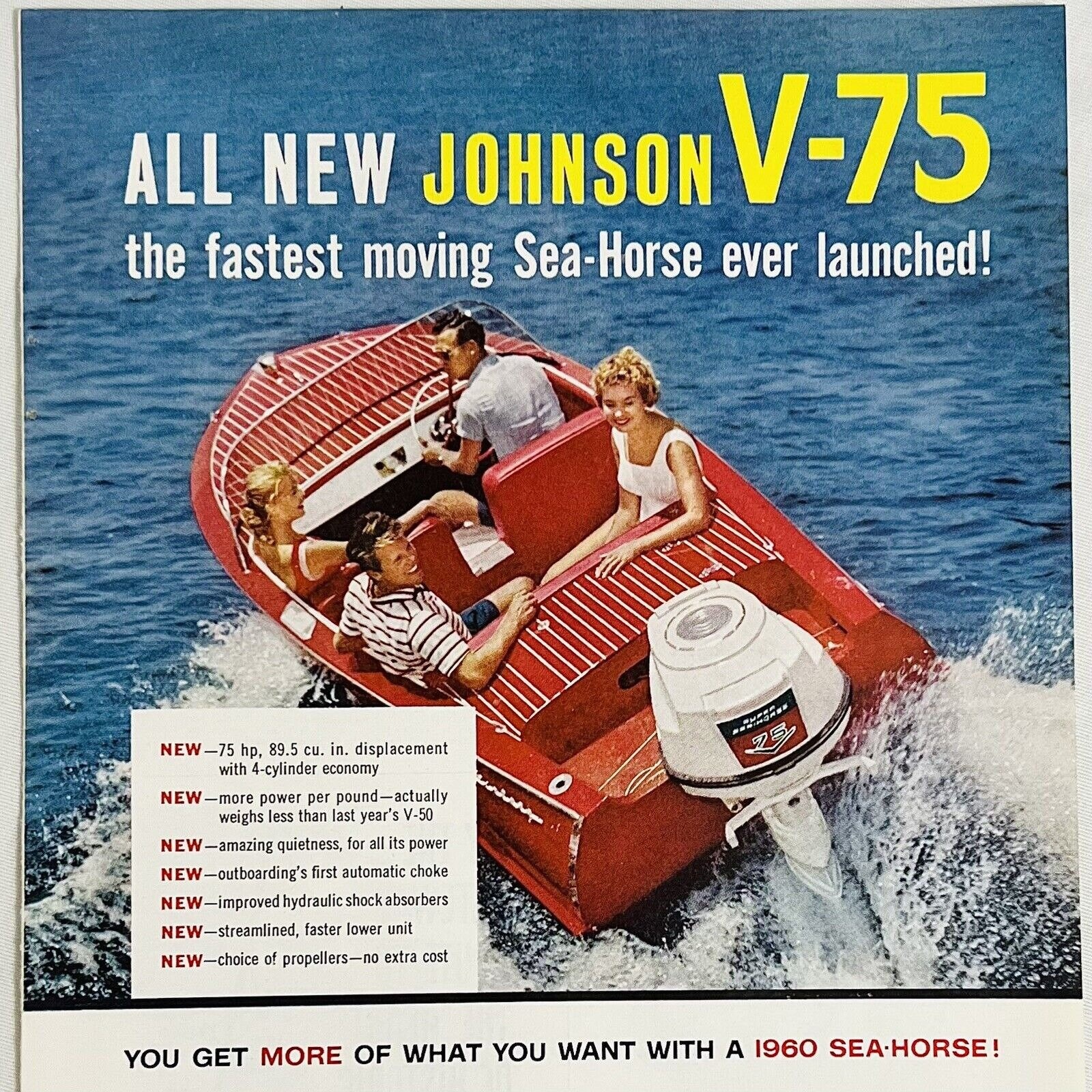Photo Publicitaire Vintage - Moteur Johnson Sea-Horse 50 1972