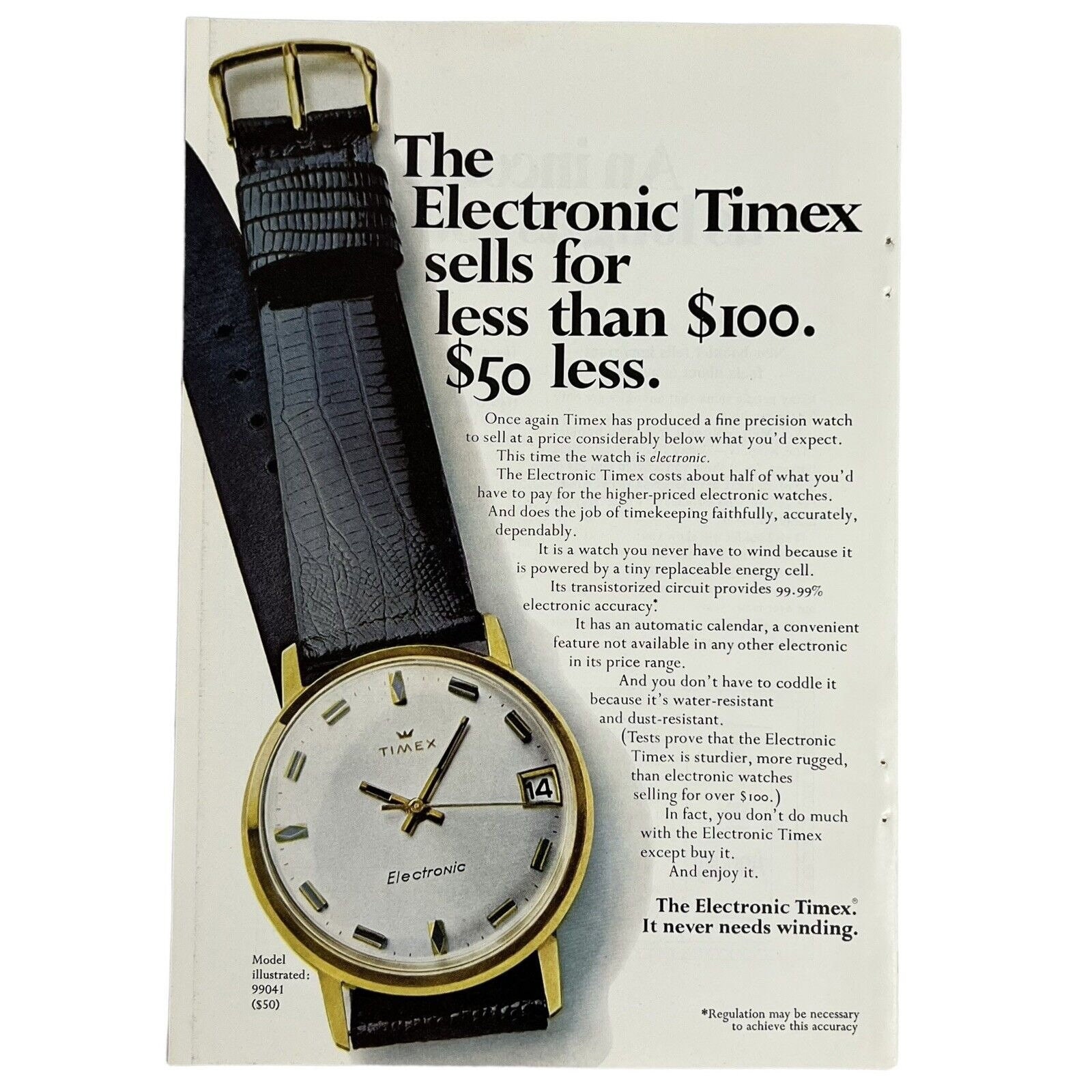 Vintage 1969 Timex Electronic Watch Model 99041 Magazine Print Ad 