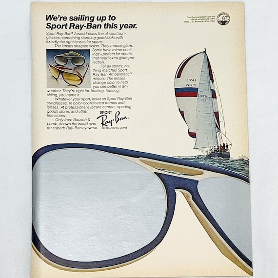 ヴィンテージ 1980 年代 スポーツ レイバン サングラス プリント広告