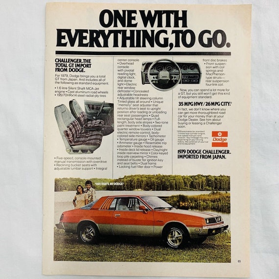 1979 Dodge Challenger Imported From Japan Vintage Print Ad
