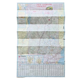 Vintage 1980&#39;s Maine New Hampshire Vermont Folding Road Highway Map 23.5&quot; x 37&quot;