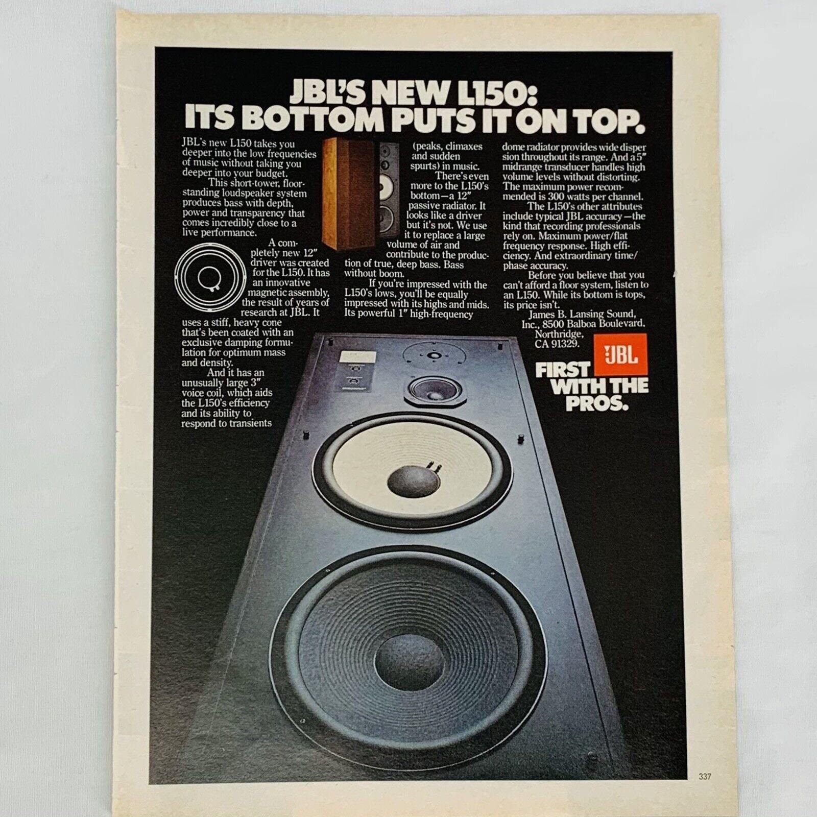 Erfaren person Kirkestol jeg er syg Vintage 1970's JBL L150 Tower Stereo Speakers Magazine - Etsy