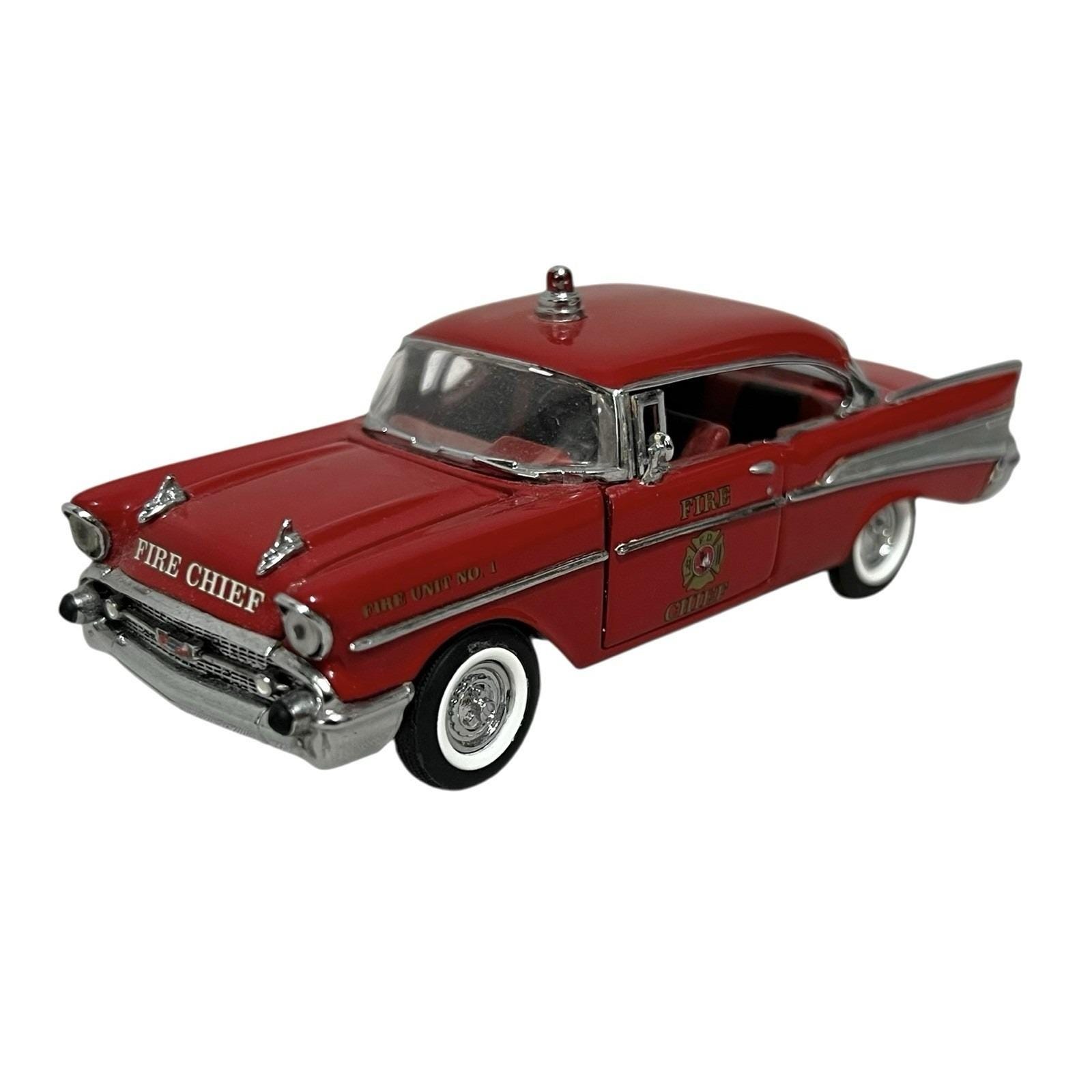 1957 Chevy Bel Air Fire Chief Car Franklin Mint 1/43 Diecast Red