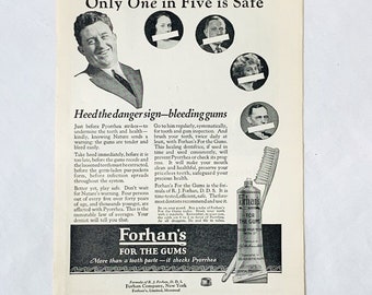 Jahrgang 1923 Forhan's For The Gums Zahnpasta Print Ad Forhan Company New York