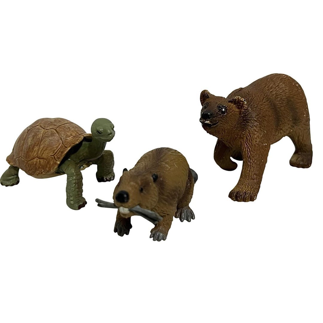 Vintage Safari Ltd Wild Animal Figure Lot of 3 Beaver Giant Tortoise ...