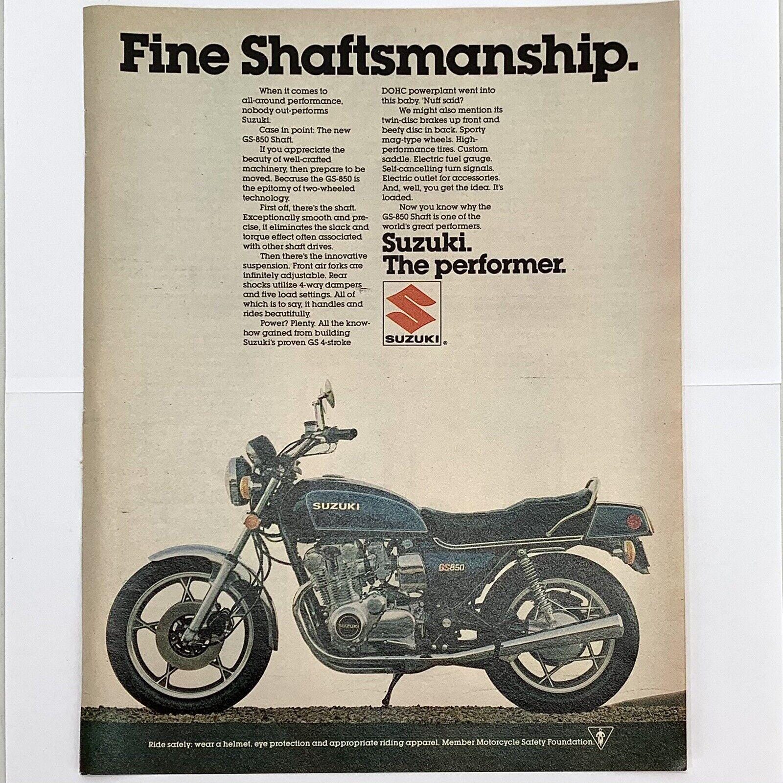 Vintage 1970 s Suzuki GS 850 Motorcycle Magazine Print Ad Color 18 X 11 Etsy