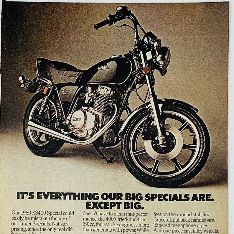 Publicité imprimée pour le magazine spécial moto Yamaha XS400 des années 1980 20 x 10 po image 2