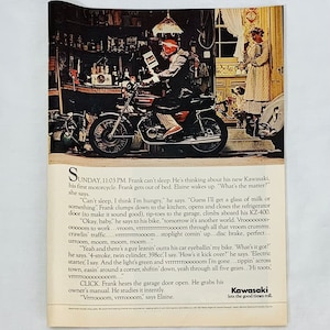 Vintage 1970&#39;s Kawasaki KZ-400 Motorcycle Magazine Print Ad Full Color 8&quot; x 11&quot;