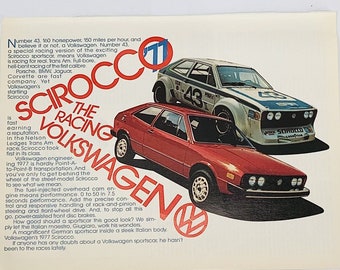 Vintage 1976 Magazin Print Anzeige Scirocco The Racing Volkswagen 8 x 11 Color