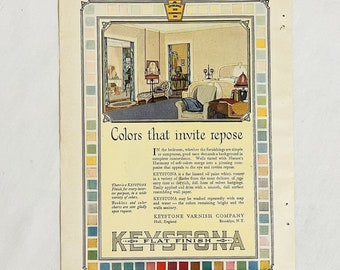 Vintage 1922 Keystona Varnish Company Farbdruckanzeige Hull England Brooklyn NY