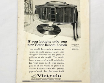 Vintage 1923 Victrola Print Ad Victor Talking Machine The Master's Voice 6" x 9"