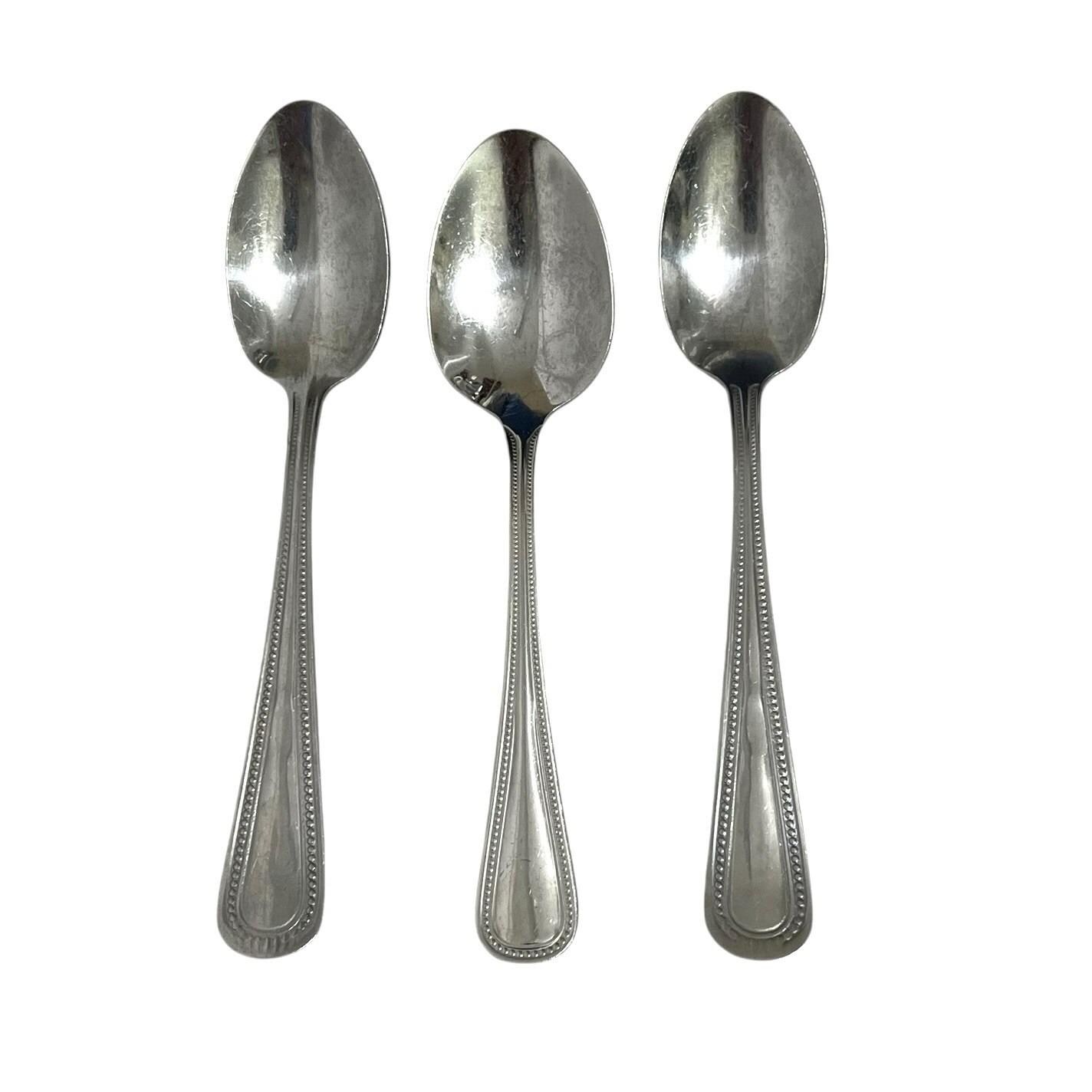Winco 18-8 Stainless Steel Dots Bouillon Teaspoon Soup Spoon