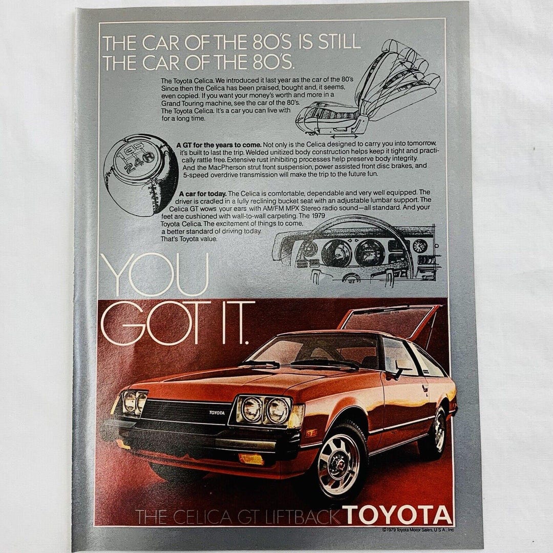 ヴィンテージ 1979 トヨタ セリカ GT リフトバック 雑誌印刷広告