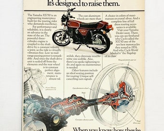 Vintage 1970er Jahre Yahama XS750 Motorrad Farbe Magazin Print Ad 8 "x 10"