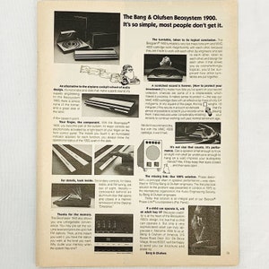 Vintage 1970&#39;s Bang & Olufsen Beosystem 1900 Stereo Magazine Print Ad 8&quot; x 11&quot;