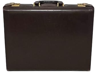 VTG Balenciaga Paris Brown Leather Attache Briefcase Hard Case BB Logo 16”