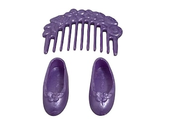 Lady Lovely Locks Ballerina Pearl Purple Shoes Hair Comb Curley Kitten Vtg 1980's