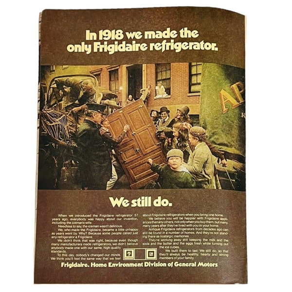 Vtg 1970's Frigidaire Refrigerator General Motors GM Magazine Print Ad 8 x 11