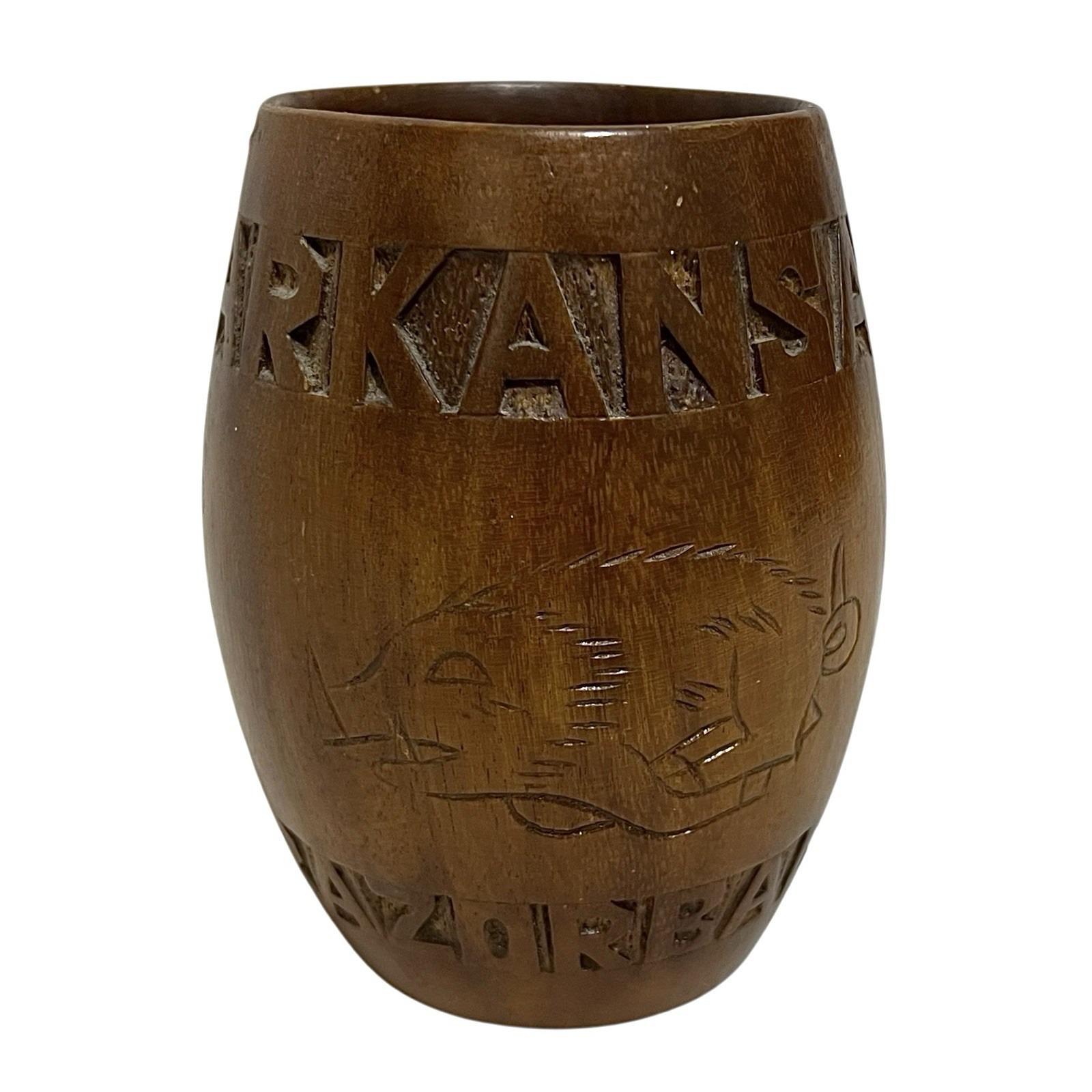 Wooden Razorback Vintage Hand Carved Wooden Rum Cup Arkansas Razorbacks Folk Art 5” Tiki ...
