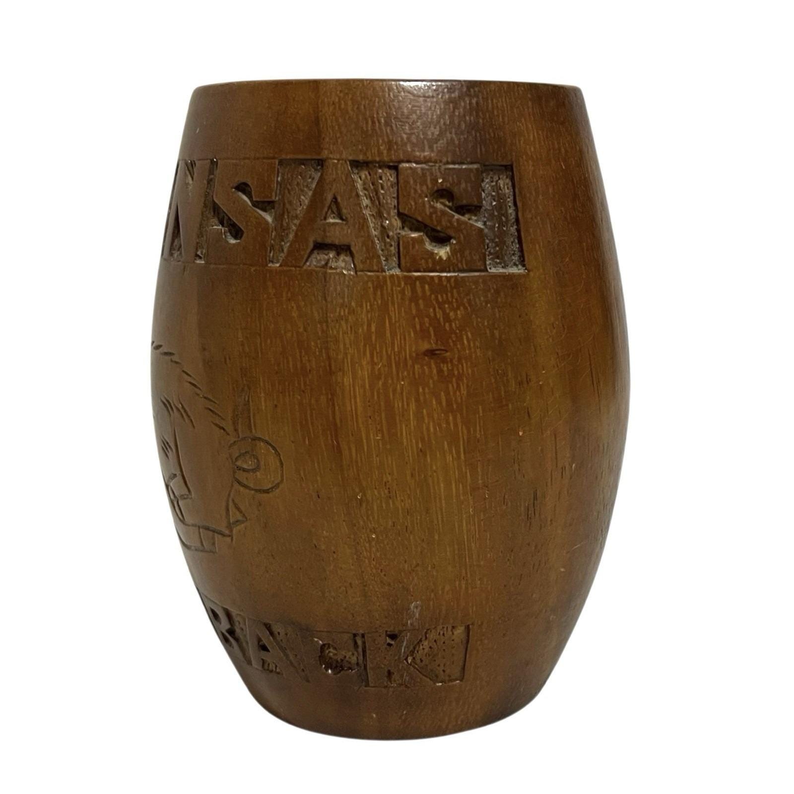 Wooden Razorback Vintage Hand Carved Wooden Rum Cup Arkansas Razorbacks Folk Art 5” Tiki ...