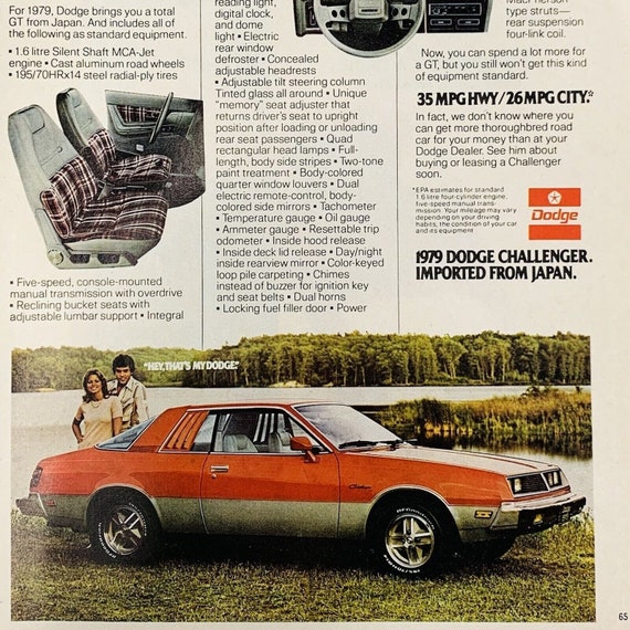 1979 Dodge Challenger Imported From Japan Vintage Print Ad