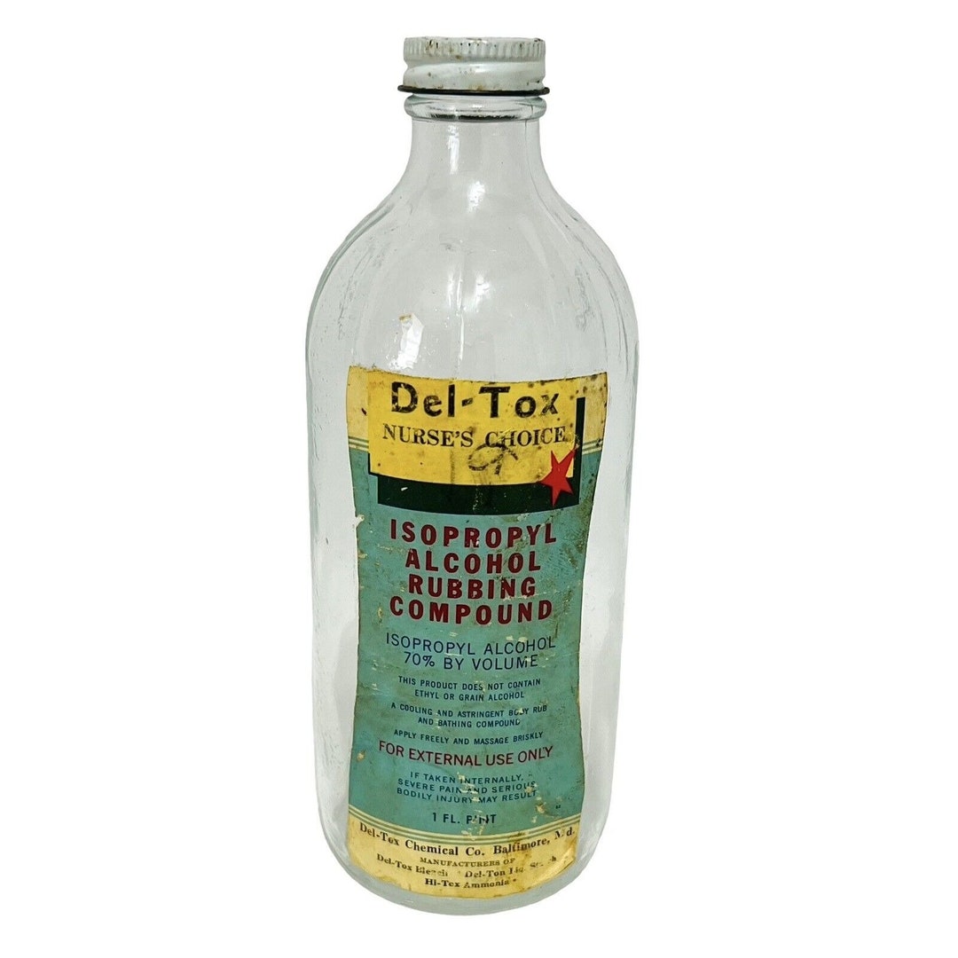 Vintage Del Tox Chemical Baltimore Md Isopropyl Alcohol 16oz Glass