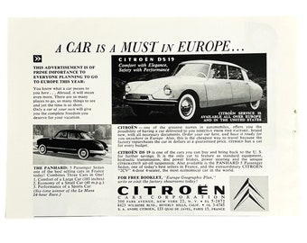 Vtg 1950 Citroen DS19 Panhard Citromatic Federungs Magazin Print Ad 4,5x6,5