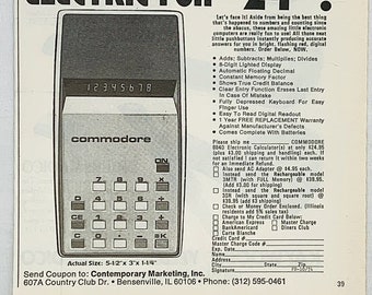 Vintage 1970er Commodore 884D Taschenrechner Magazin Werbung Druck 5 "x 5"