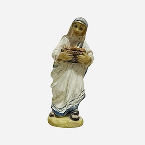 Vintage Saint Mother Teresa of Calcutta 2 1/2&quot; Miniature Statue Holding Basket