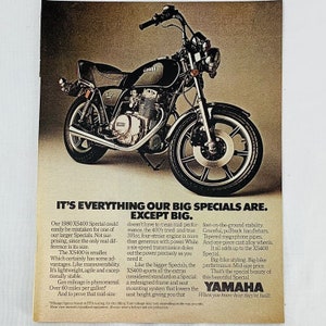 Publicité imprimée pour le magazine spécial moto Yamaha XS400 des années 1980 20 x 10 po image 1