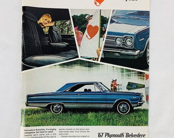 Publicité imprimée vintage Plymouth Belvedere Satellite Chyrsler 1967, 20 x 28 cm