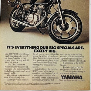 Publicité imprimée pour le magazine spécial moto Yamaha XS400 des années 1980 20 x 10 po image 3