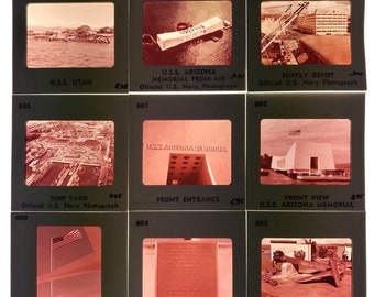 U.S. Navy Pearl Harbor Photo Slides Set USS Arizona Memorial Ship Yard Lot Of 9