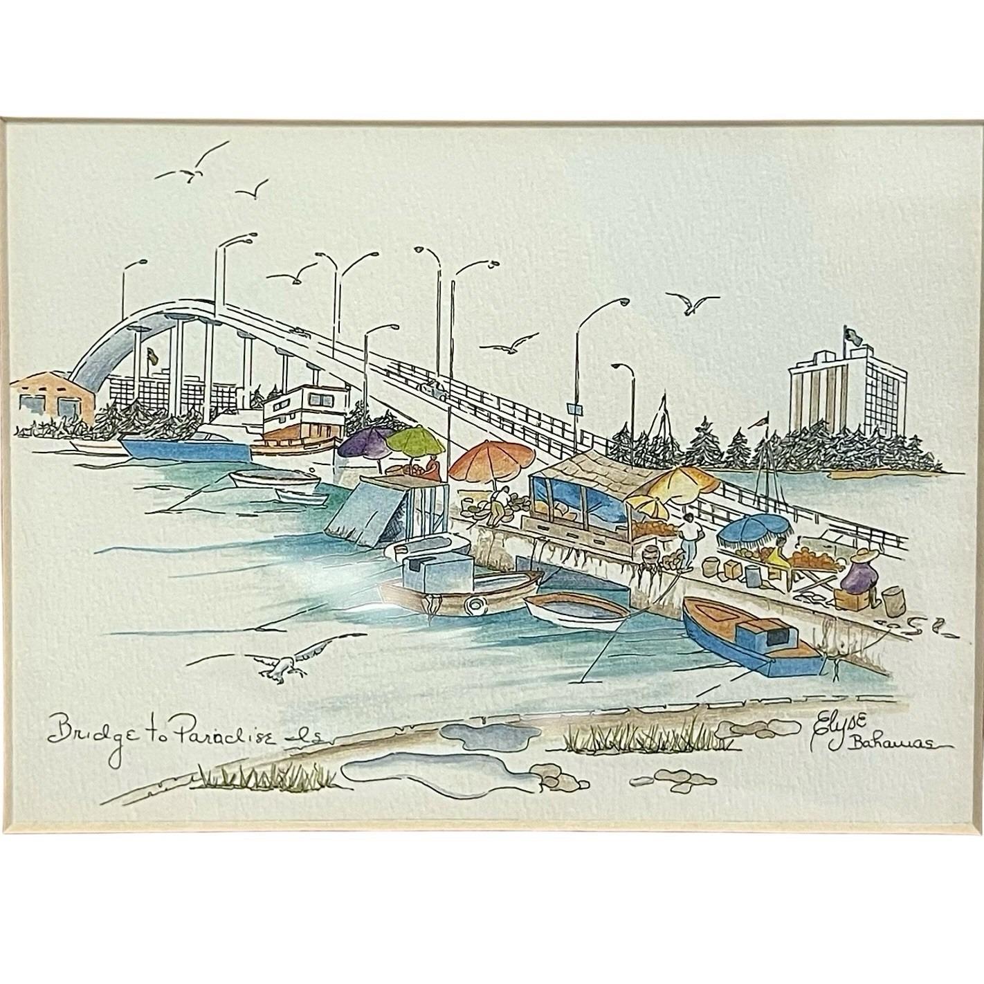 Bahamas Elyse Wasile Art Print Bridge to Paradise Island Nassau