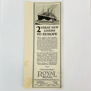 Vintage 1923 The Royal Mail Steam Packet Company Print Ad The Comfort Route