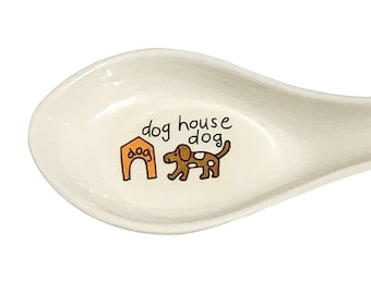 Vintage Anacapa Melamine Childrens Soup Spoon Flat Bottom Dog House Plastic 5&quot;