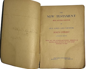 Vtg 1930 Nowy Testament Red Letter Edition The World Publishing Company