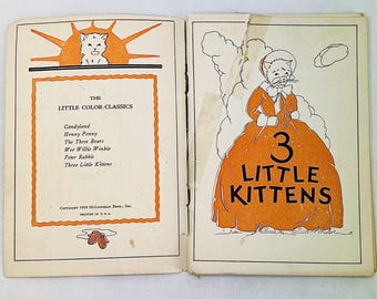 Vintage 1920's The Little Color Classics 3 Little Kittens Illustrated McLoughlin
