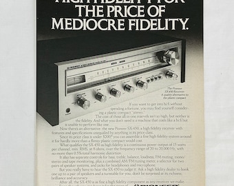 Vintage 1970&#39;s Pioneer Magazine Print Ad SX-450 Stereo Receiver WiFi 8&quot; x 11&quot;