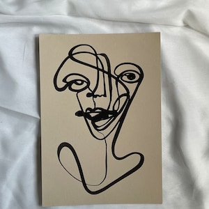 Origineel kunstschilderij &quot;in stroming&quot; lijnkunst-abstract met inkt: 21 x 29,7 cm