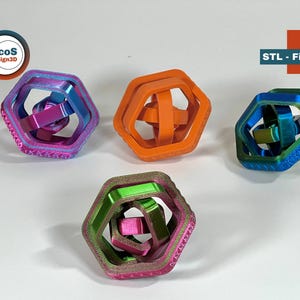 Anti Stress Fidget Axis Hexagon Gyroscope Spinner Print in Place | Digital STL File for 3D Printing