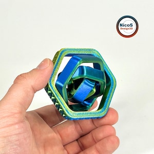 STL File - 3D Print Model | Anti-Stress Fidget Axis Hexagon Spinner, Print-in-Place Ring zum Entspannen Bild 6