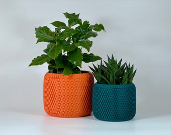 Set of 2 flower pots, planters, plant containers | STL file for 3D printing DIY | Unique mesh design